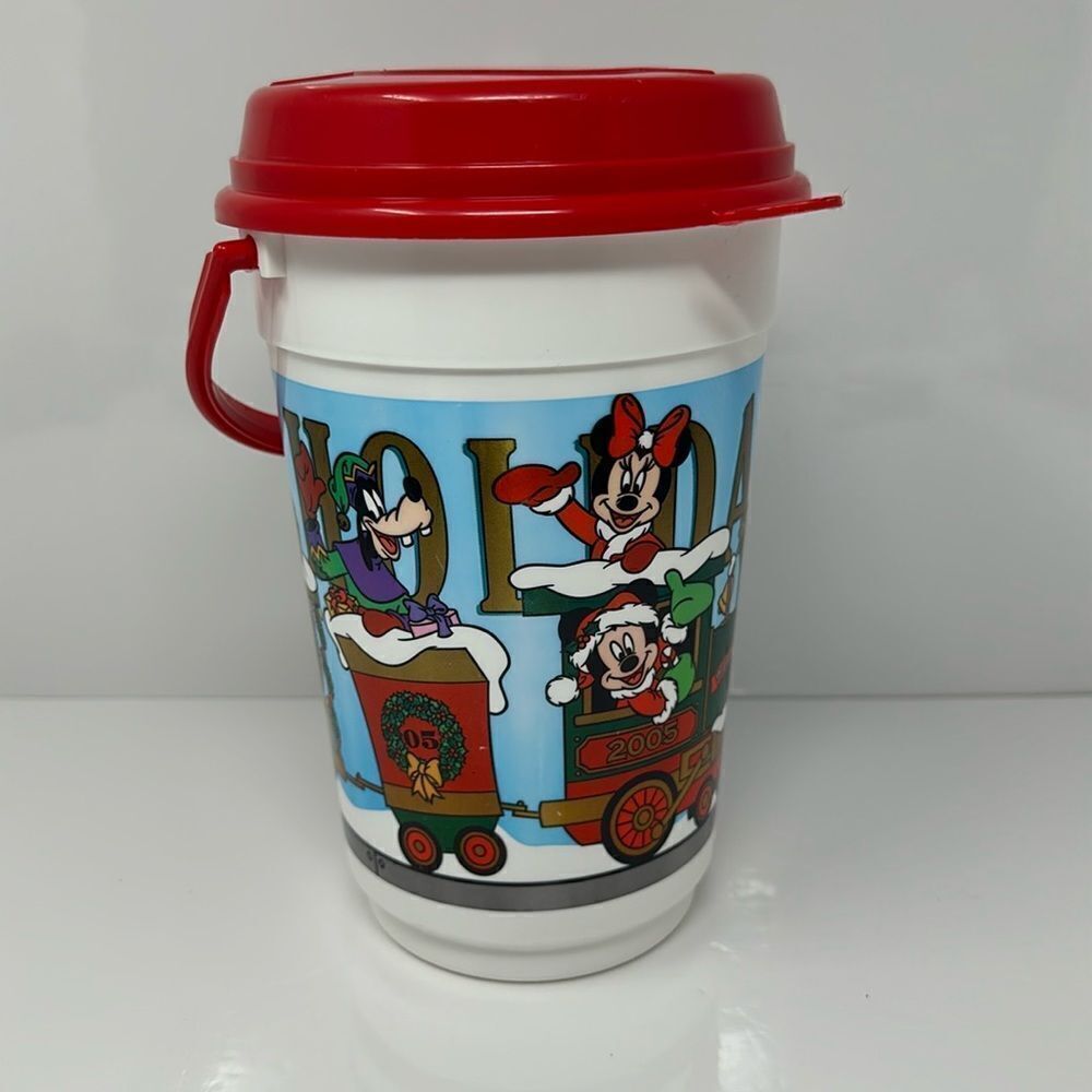 2005 Walt Disney World Happy Holidays Train Popcorn Bucket, Mickey Minnie Mouse